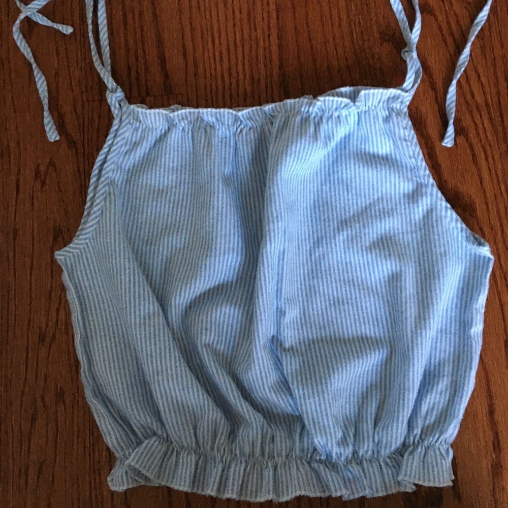 Blue and white tank